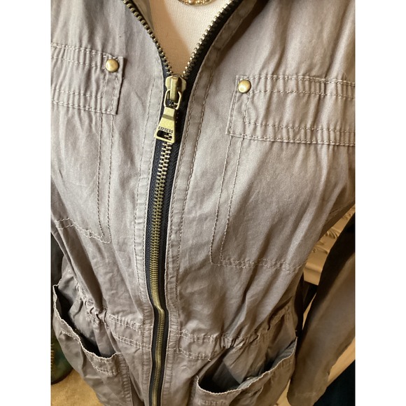 Express Utility Field Jacket Small Grey Drawstring Waist Full Zip Cargo - Picture 2 of 7